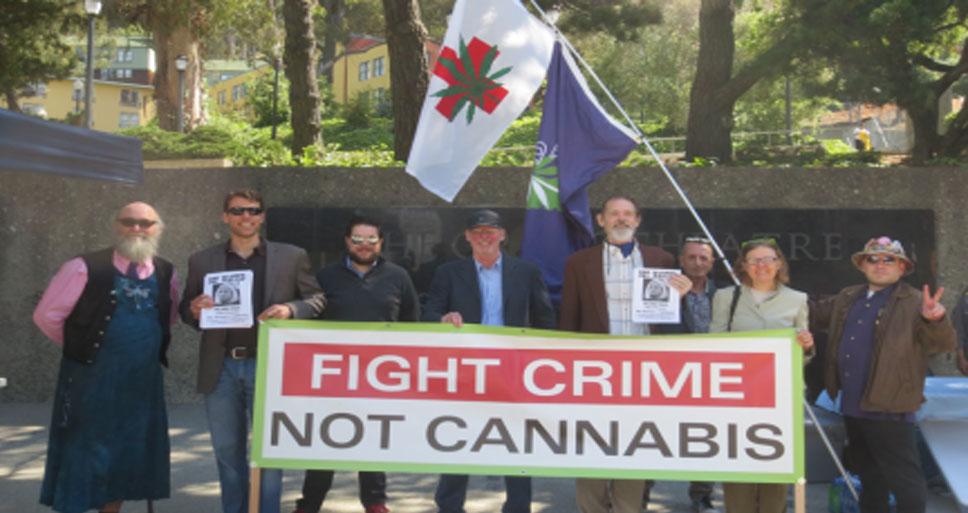 Medical marijuana advocates, including BPG director Etienne Fontan (R)