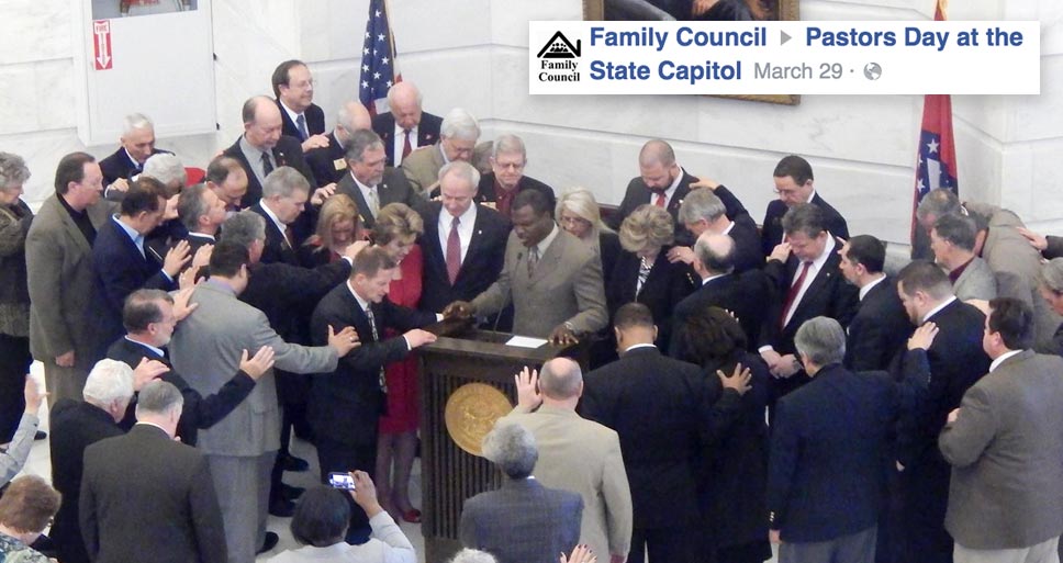 The Family Council Facebook Event Page Advertised Pastors Day as: "Fellowship with like-minded pastors from all over Arkansas. See lawmakers debate bills and pass laws, and learn how the legislative process really works."